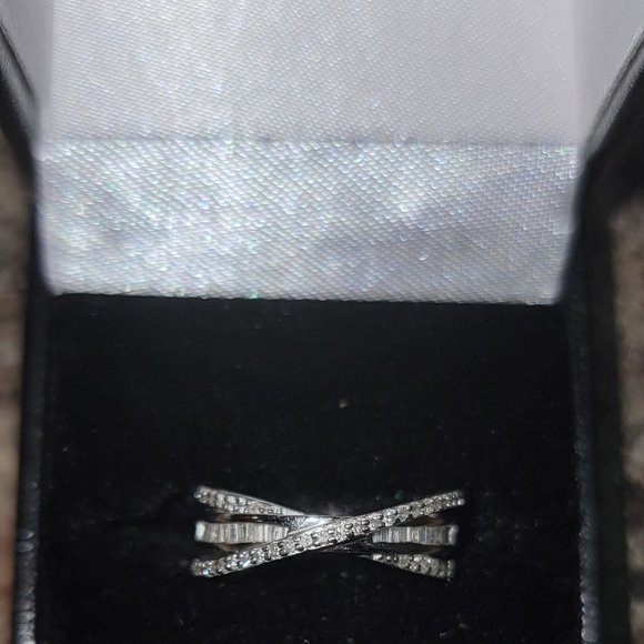 brilliant 1/2 ct baguette and round diamond ring 925JS - Picture 2 of 6